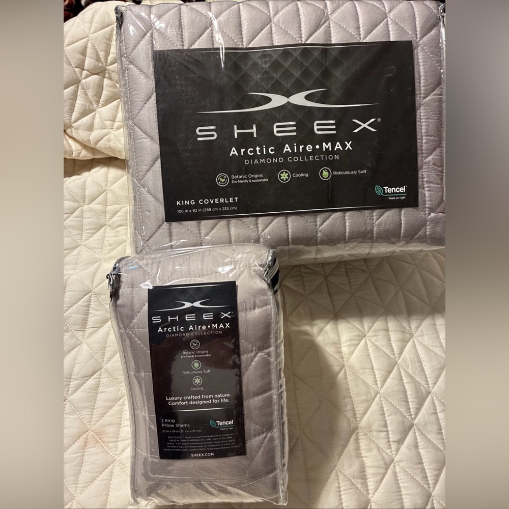 Sheex article air quilt & sham set king silver